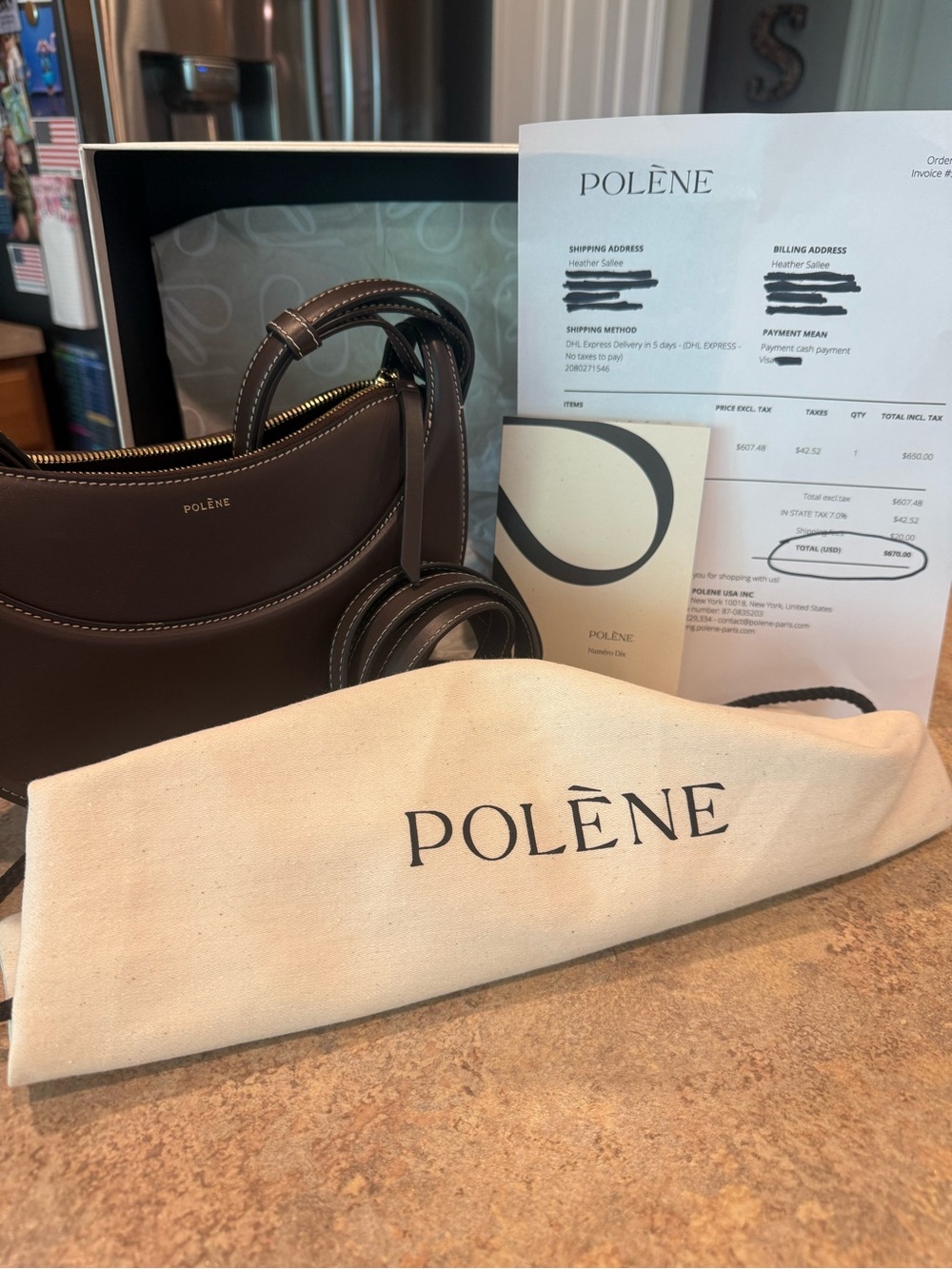 Polene Numero Dix in smooth Ebony leather